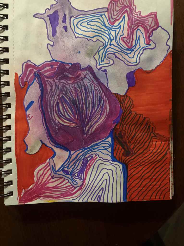 An abstract drawing of a woman.
